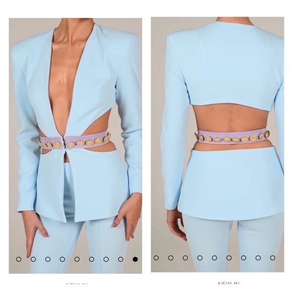 THE DOLLS HOUSE Light Blue Gigi Cutout Blazer Jacket XS NWT - Picture 6 of 11